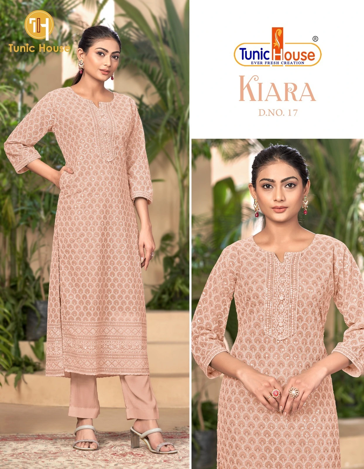 Tunic House Kiara 2 Georgette Wholesale Chikankari Sequence Kurti Catalog — Wholesale Kurtis, MPA wholesale from Surat - Gallery Image 2